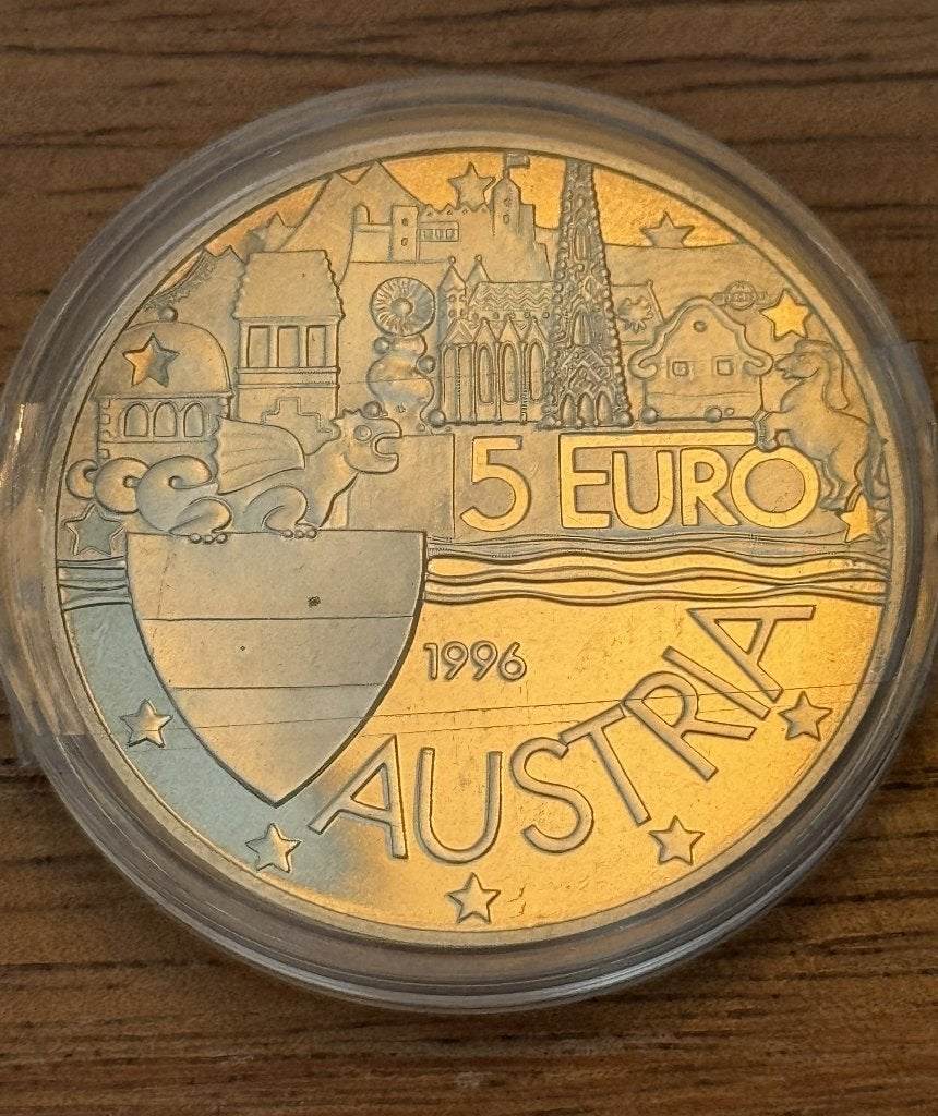 Oostenrijk 5 euro 1996 in capsule, Ophalen of Verzenden, Oostenrijk, 2 euro