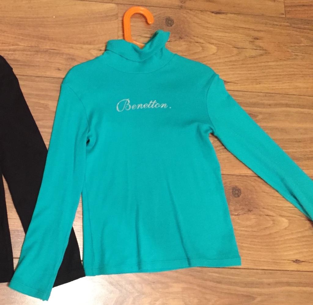 Benetton col shirt colshirt coltrui turquoise maat 134, Meisje, Nieuw, Ophalen of Verzenden, Shirt of Longsleeve