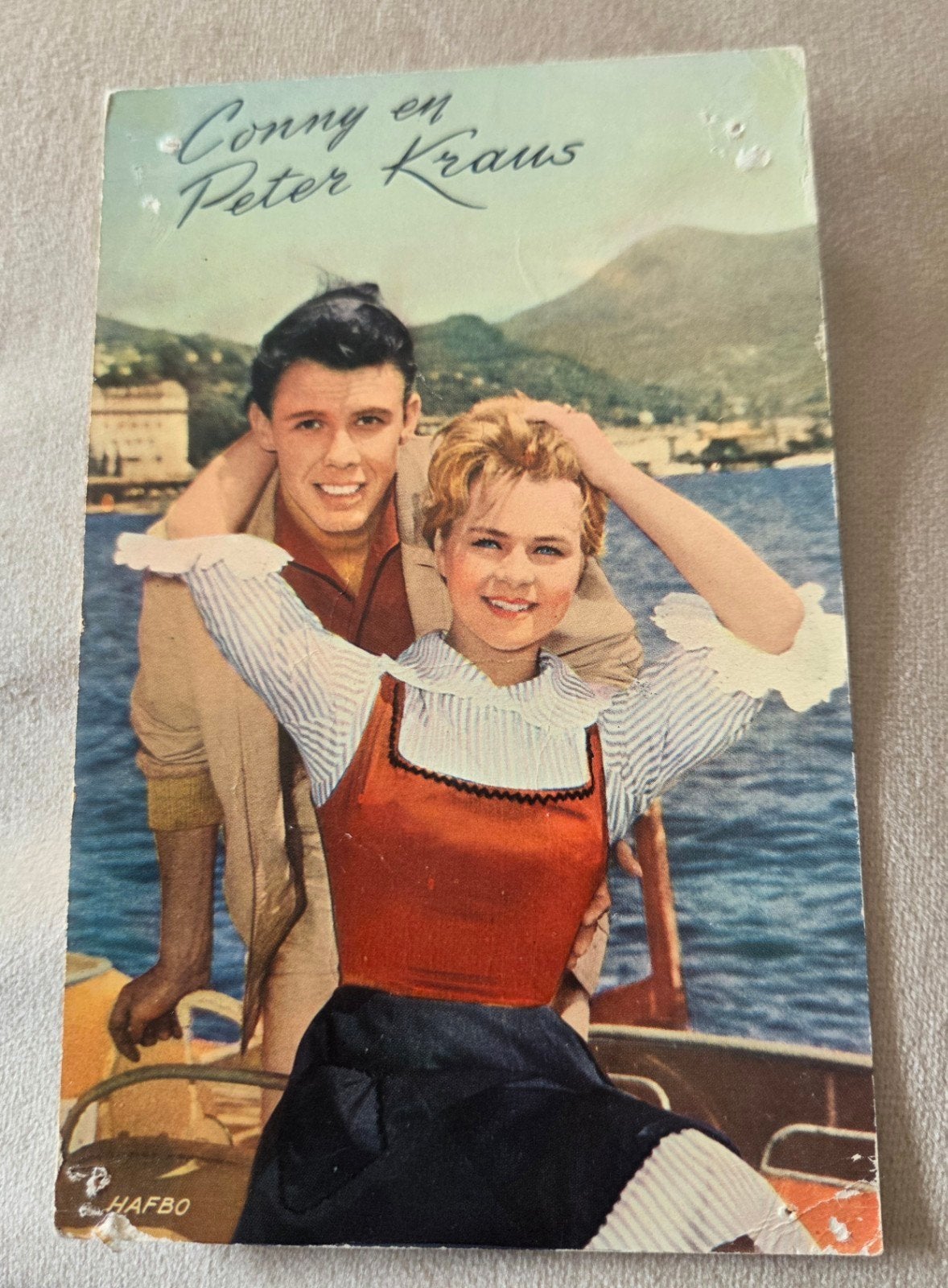 Ansichtkaart Conny Froboess en Peter Kraus, Verzamelen, Verzenden, 1940 tot 1960, Gelopen