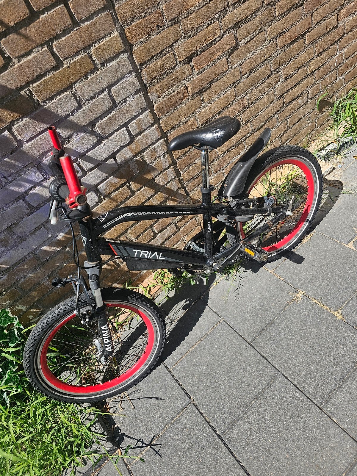 Alpina Trial kinderfiets - Zwart met rode accenten, Overige merken, Gebruikt, Velgrem, Minder dan 49 cm