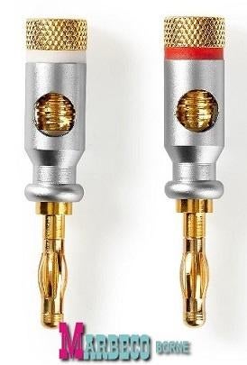 Banaanstekker, Bananen plug, Banana pluggen, Speakerplug, 2x, Nedis, Nieuw, Info@marbeco.nl, Minder dan 2 meter