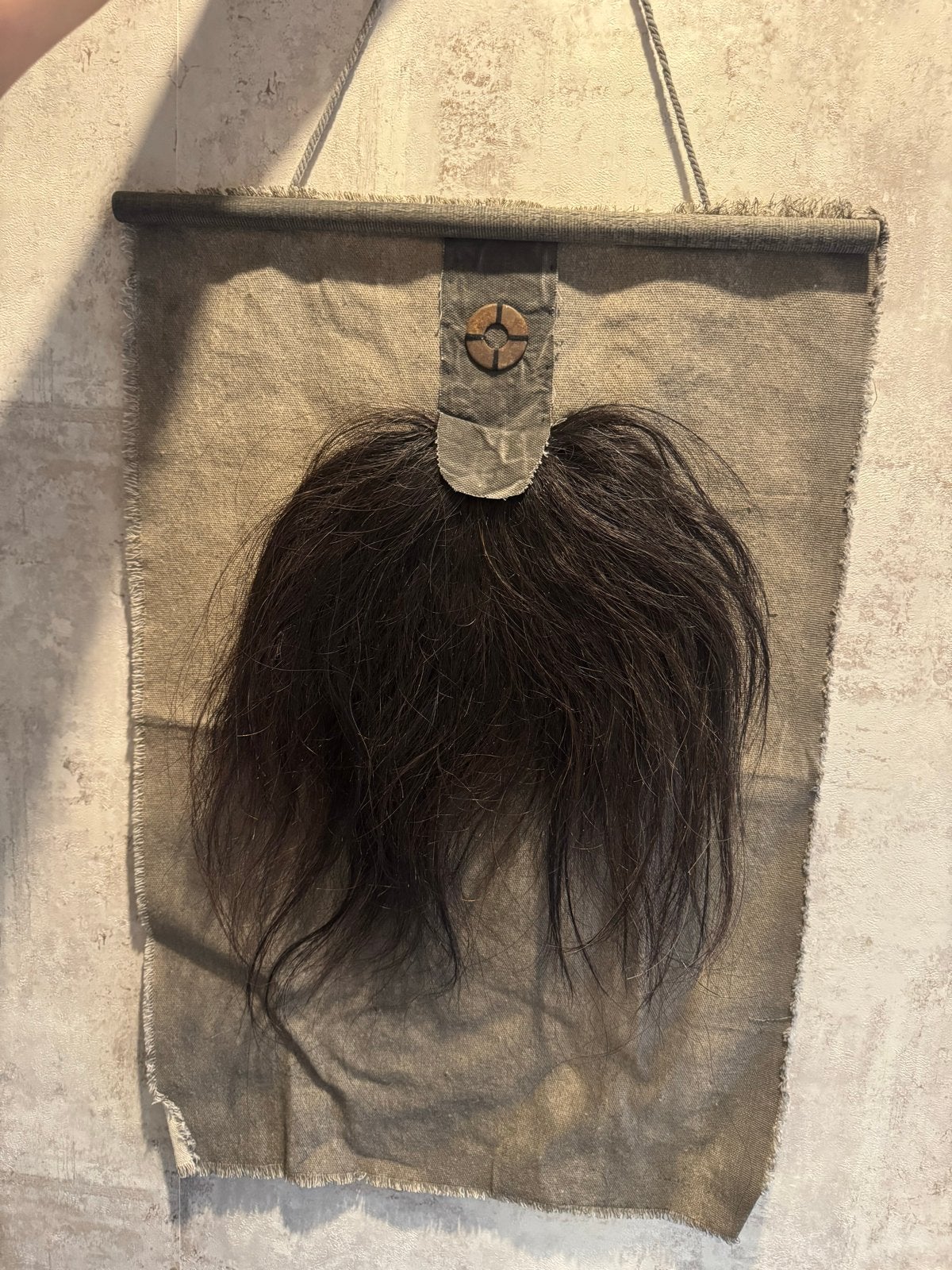 Uniek kalk wanddoek met haar - Boho/Vintage stijl, Huis en Inrichting, Boho, Ophalen of Verzenden, Zo goed als nieuw, Handgemaakt