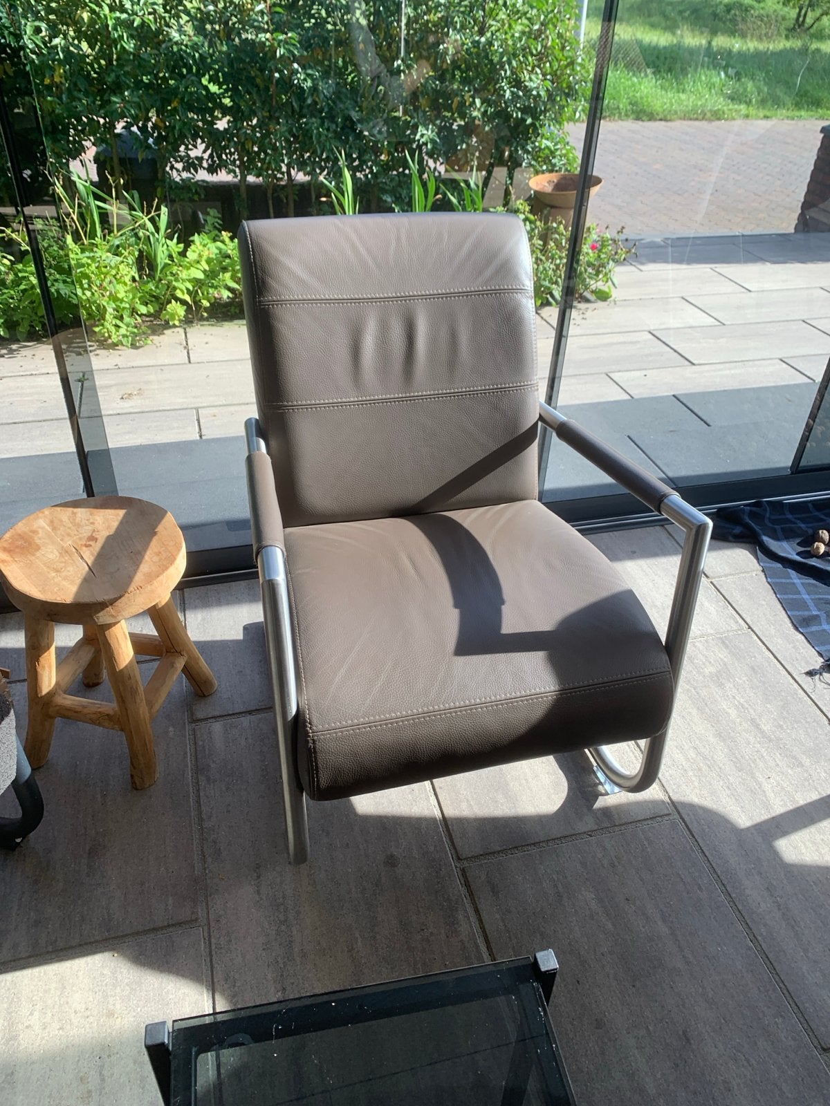 H&H 2 bank fauteuils van echt leer en stalen frame, Gebruikt, Twee, Zwart, Leer