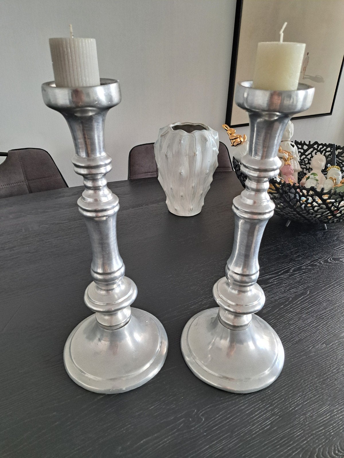 2st Kandelaars, mooi recht  45cm H, Antiek en Kunst, Ophalen of Verzenden, Zilver