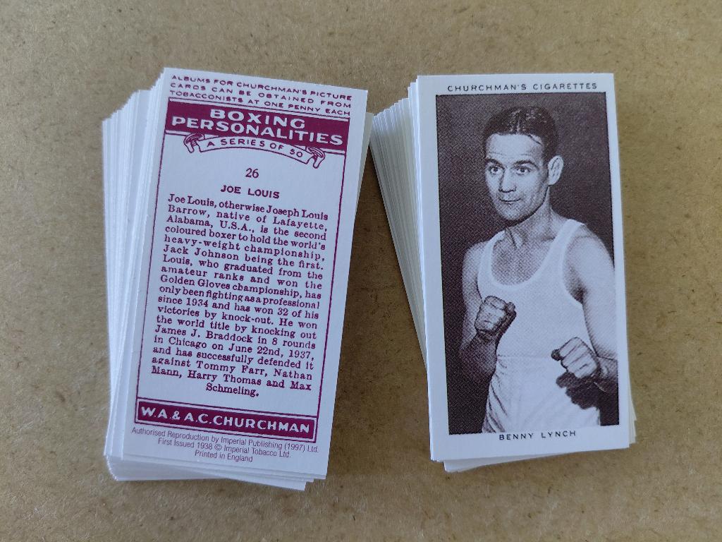 Boxing Personalities complete set 50 cigarette cards REPRO, Ophalen, Zo goed als nieuw, Overige sporten, Poster, Plaatje of Sticker