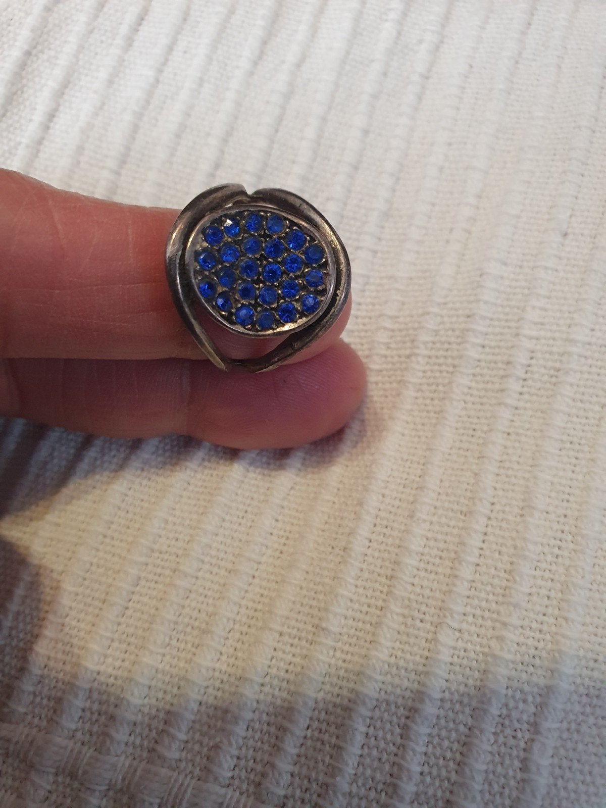 Zilveren ring met blauwe steentjes, Gebruikt, Blauw, Ophalen of Verzenden, Dame of Heer