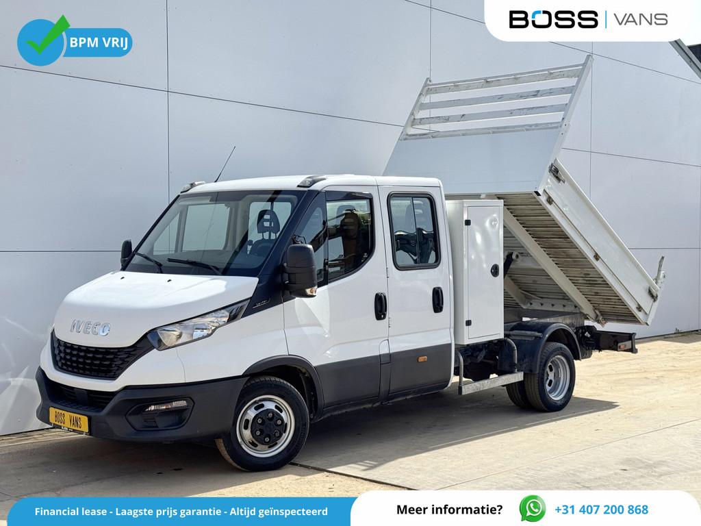 Iveco Daily 35C14 2.3 Kipper Dubbele Cabine Dubbellucht 3,5t, Auto's, Bestelauto's, Gebruikt, Zwart, Iveco, Wit