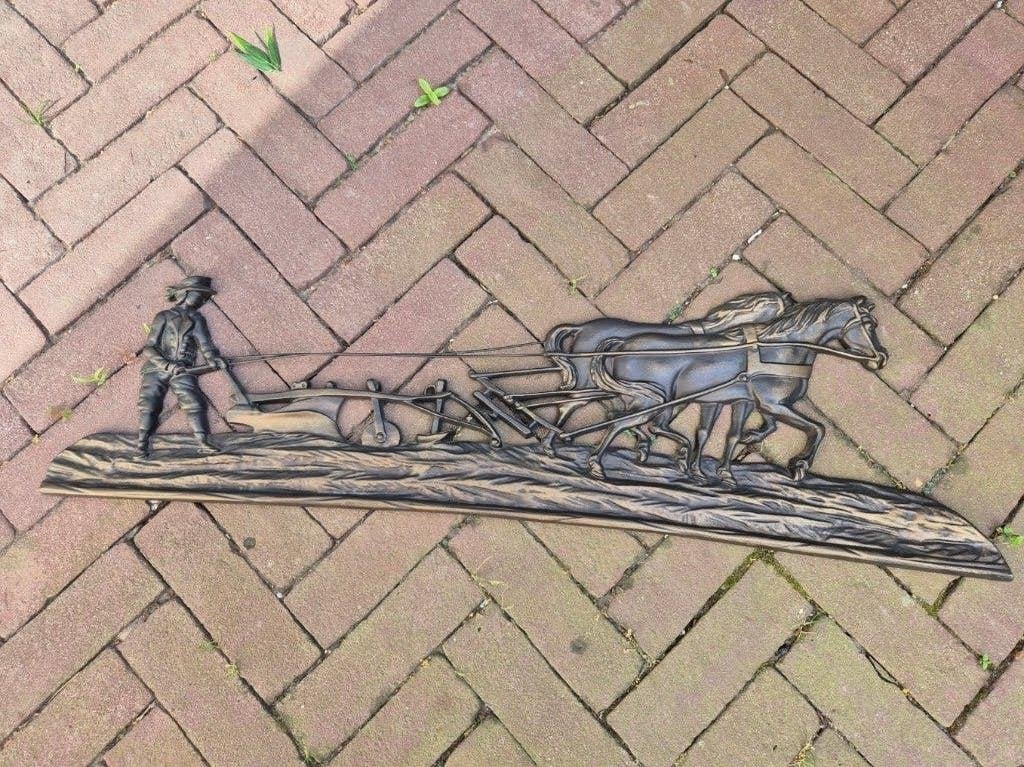 ploegende boer - gietijzer, Tuin en Terras, Ophalen of Verzenden, Nieuw