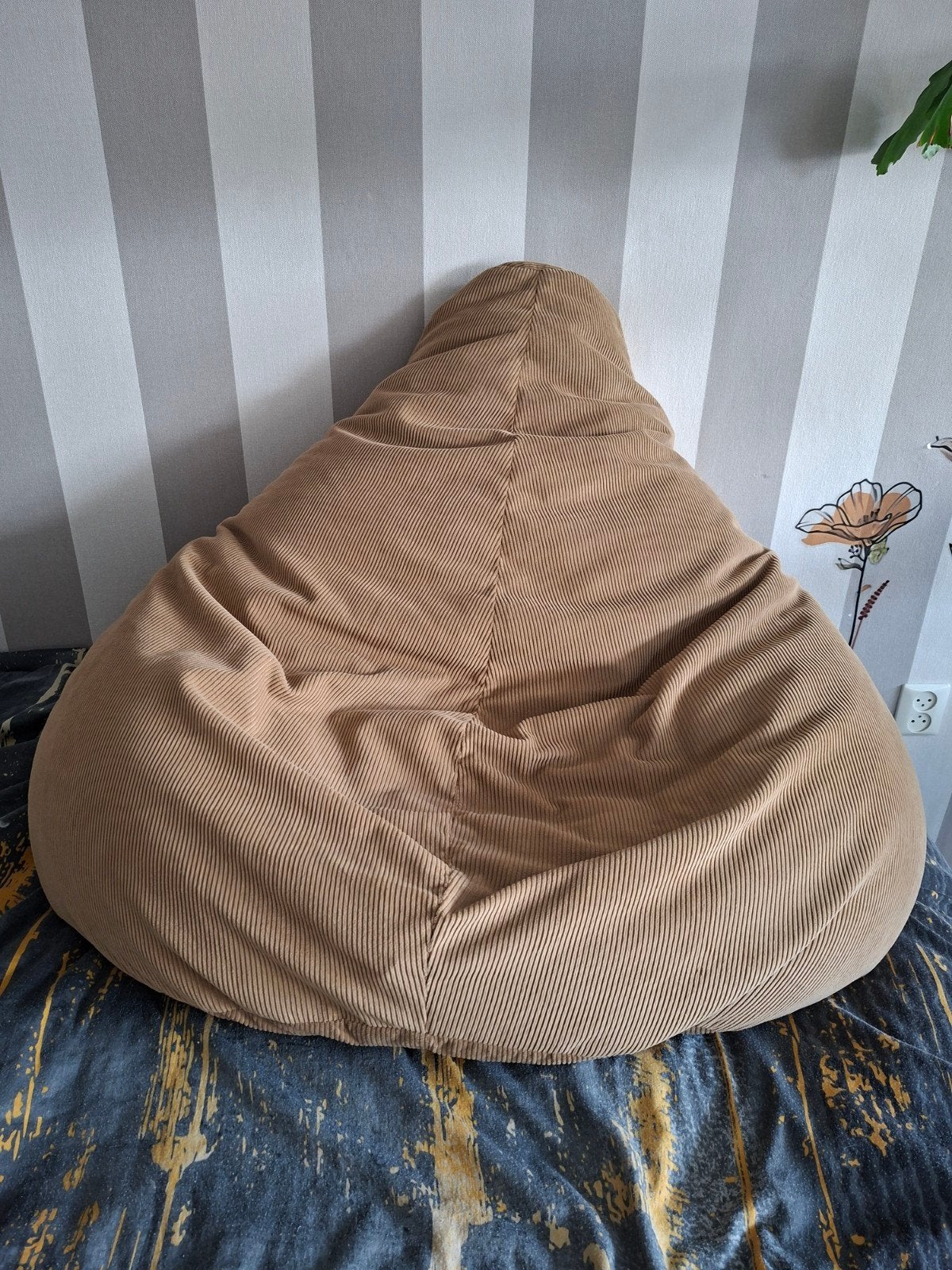 Grote Corduroy Zitzak - Beige, Ophalen, Gebruikt, Beige, Zitzak