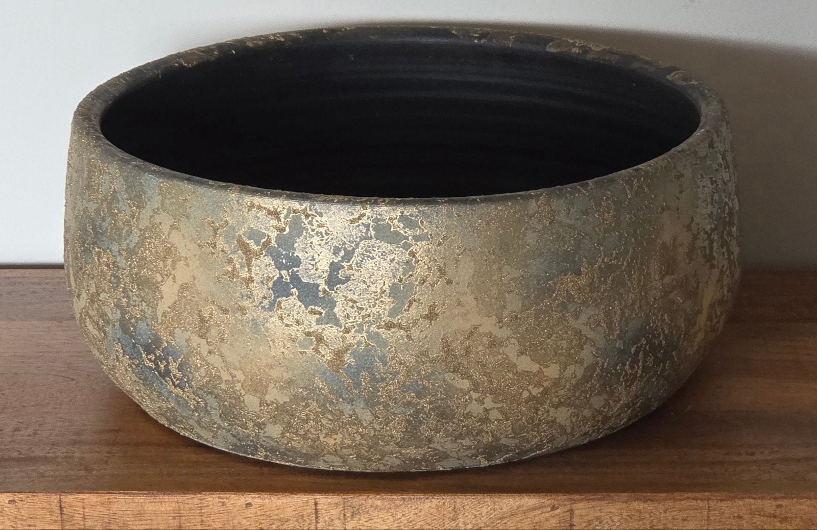 Bloempot schaal keramiek voor kamerplanten goud 15 x 37 cm -, Rond, Minder dan 40 cm, Aardewerk, Ophalen