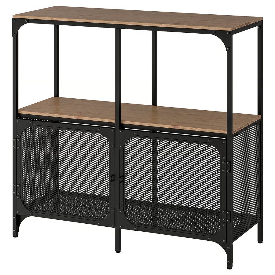 IKEA kastje Fjällbo. Zwart staal met hout., Ophalen, Zo goed als nieuw