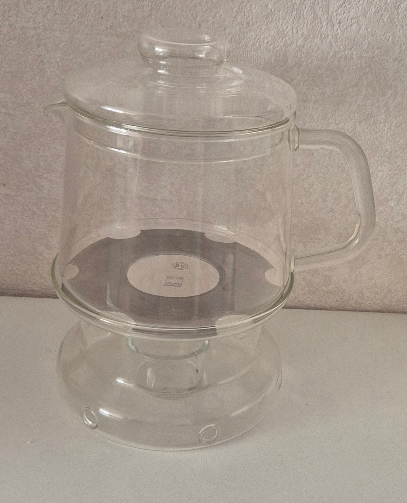 Douwe Egberts glazen 1ltr theepot & theelicht, Huis en Inrichting, Keuken | Servies, Ophalen, Zo goed als nieuw, Glas