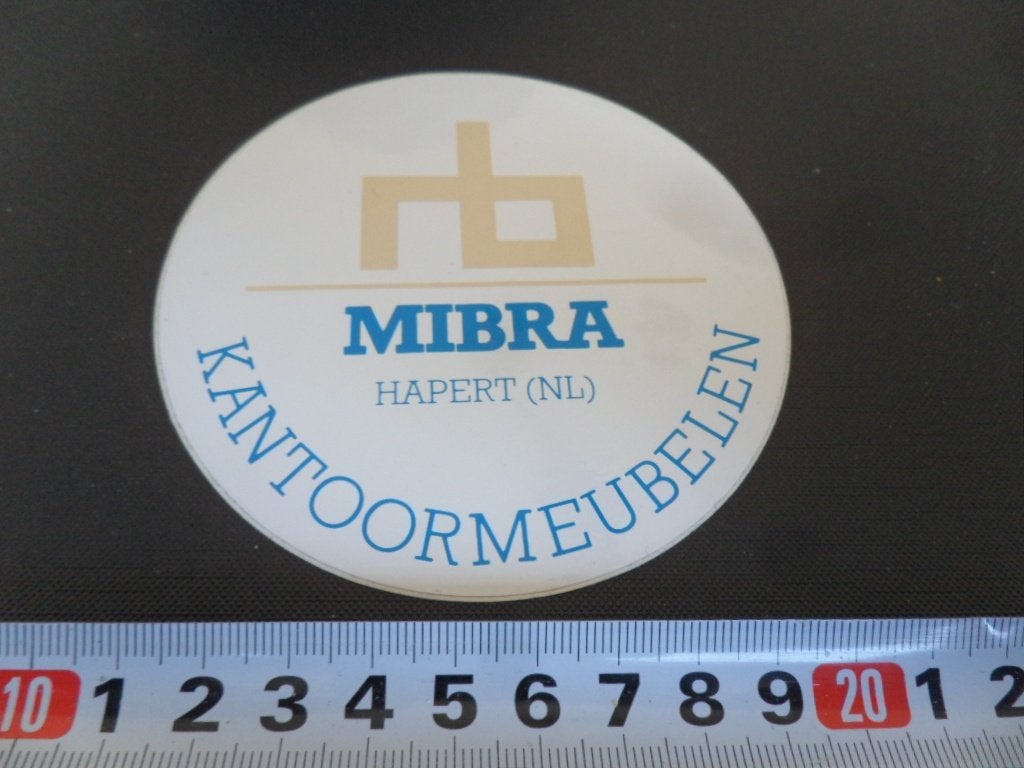 sticker Hapert MIBRA  Kantoormeubelen, Verzamelen, Stickers, Ophalen, Zo goed als nieuw