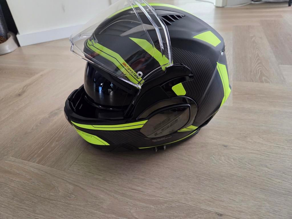 LS2 FF900 Valiant II Systeemhelm Mat Zwart/Fluor Geel XS, Overige merken, XS, Systeemhelm, Ophalen of Verzenden