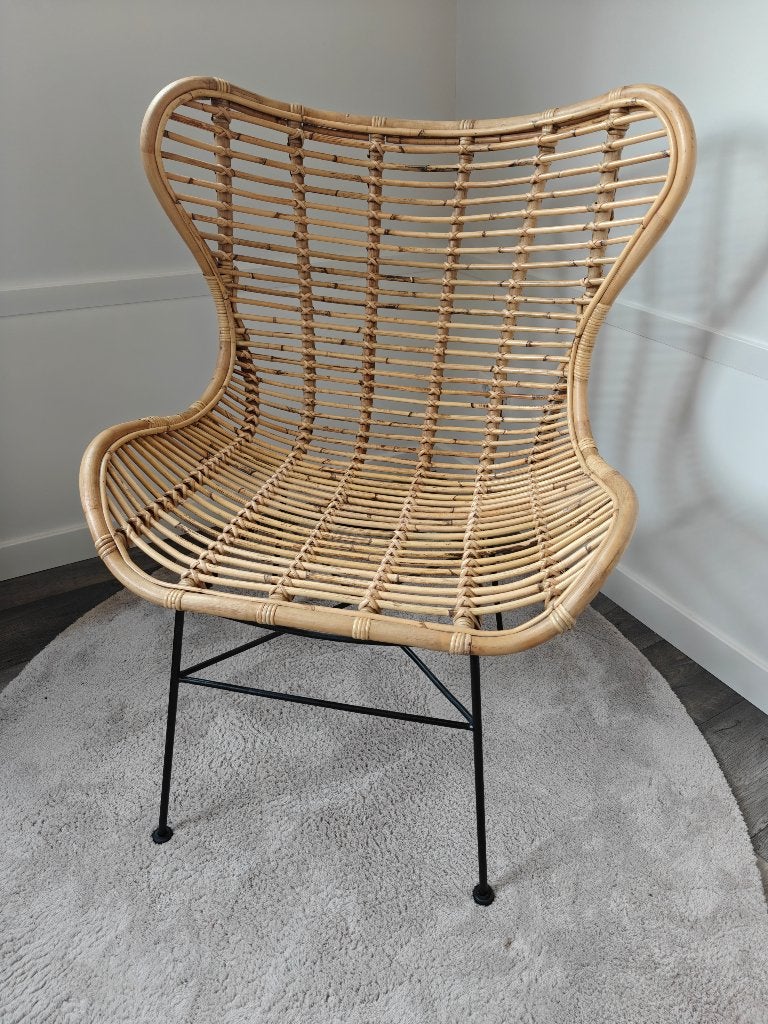 Rotan fauteuil stoel, Huis en Inrichting, Fauteuils, Ophalen, Minder dan 75 cm, Zo goed als nieuw, 50 tot 75 cm