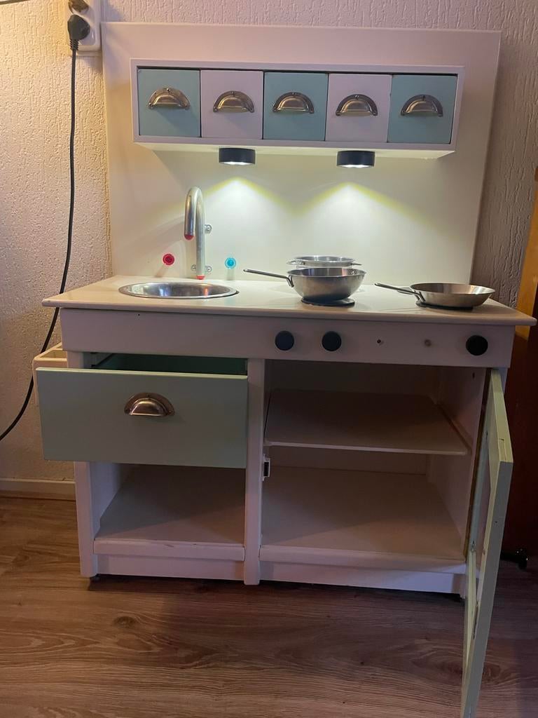 Houten Speelkeuken met Accessoires, Kinderen en Baby's, Speelgoed | Speelkeukens, Zo goed als nieuw, Speelkeuken, Hout, Ophalen