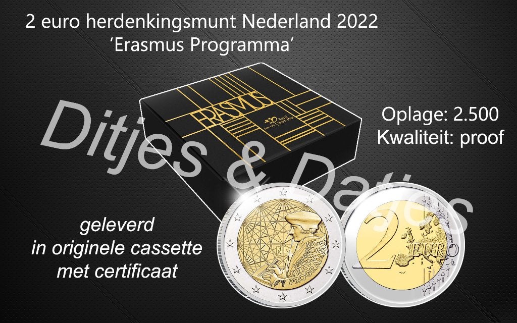 Nederland 2 euro 2022 Erasmus Programma Proof KNM, Ophalen of Verzenden, Overige landen, 2 euro