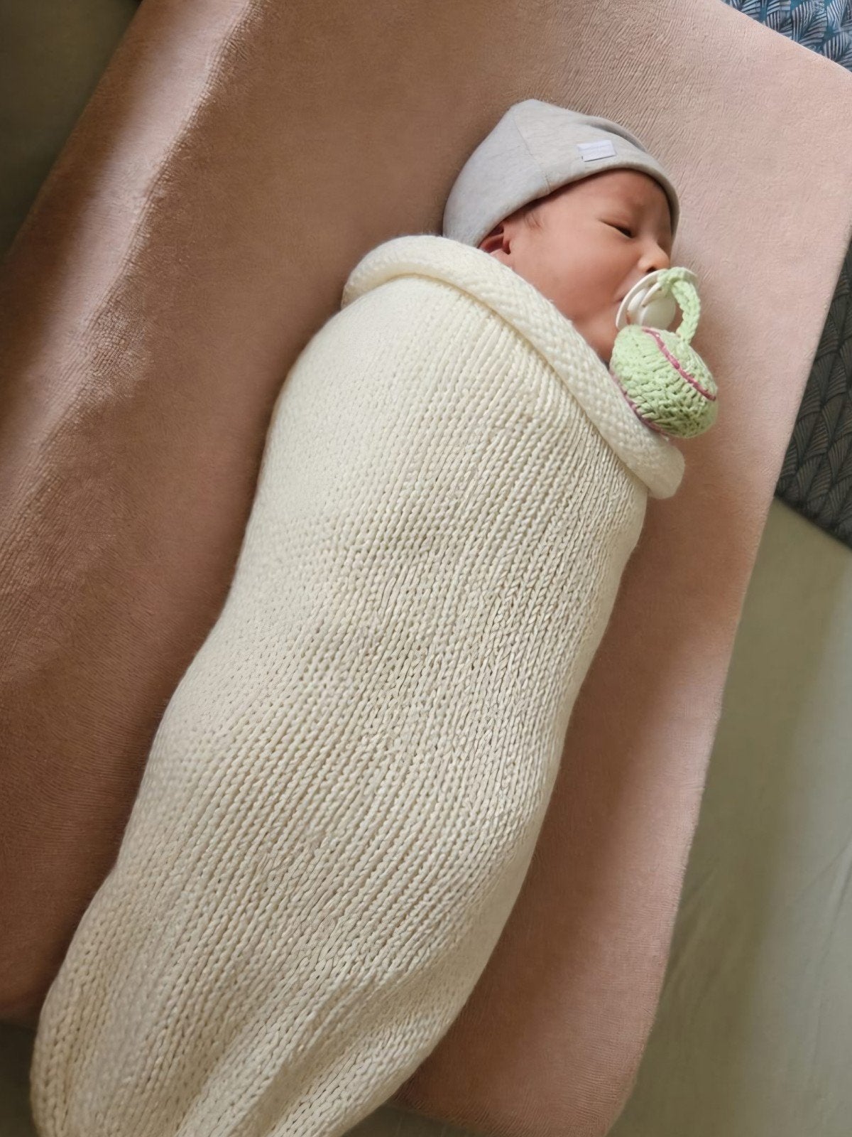 Handgebreide cocoon van 100% merinowol, Bakerzak of Bakerdoek, Ademend, Zo goed als nieuw, Wit