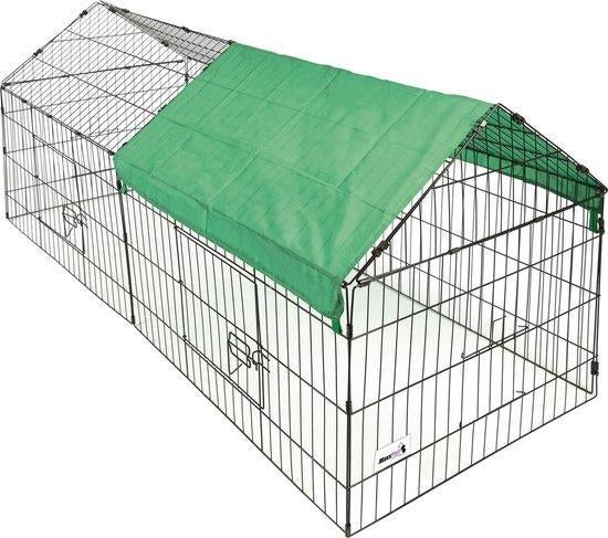 MaxxPet Konijnenhok - Konijnenren + Zonnescherm  185x75x75cm, Maxxpet, 110 cm of meer, Peer, 60 tot 90 cm