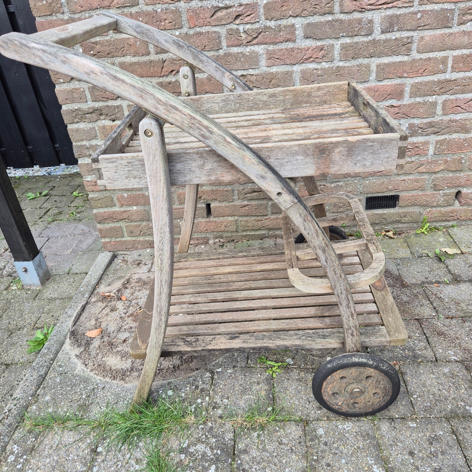 Vintage houten serveerwagen / theewagen, Ophalen of Verzenden, Gebruikt, Rechthoekig, Hout
