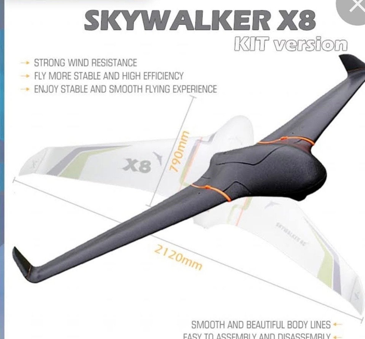 Skywalker X8 FPV Vliegtuig - Nieuwstaat, Top Onderdelen, Overige merken, Nieuw, Ophalen of Verzenden, Groter dan 1:72
