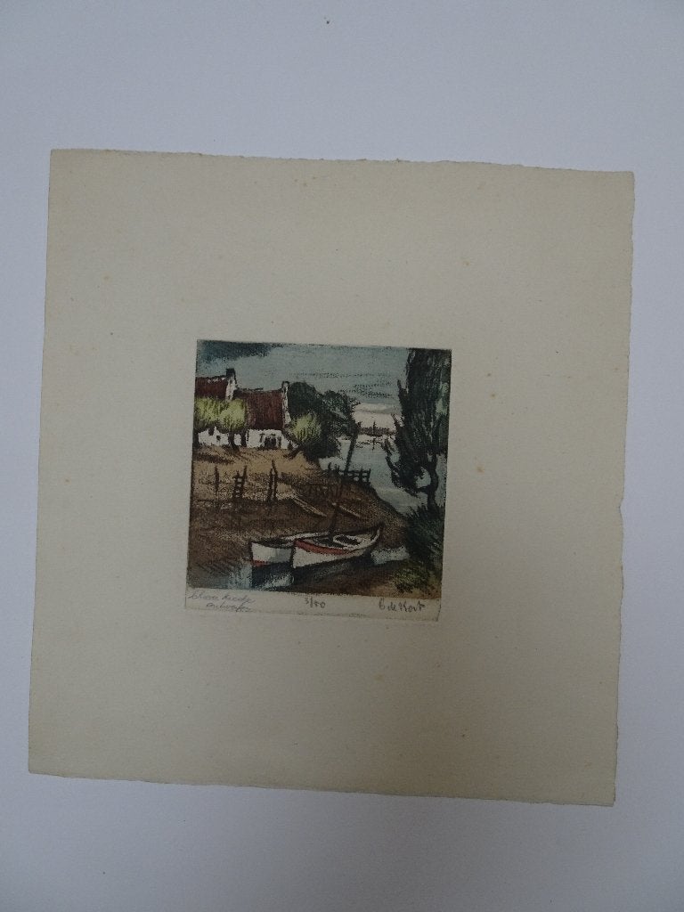 kleurenets Schelde kreekje Antwerpen, Cornelis Kort 3/50, Stadsgezicht, Ophalen of Verzenden, Origineel, 1950 - 1999