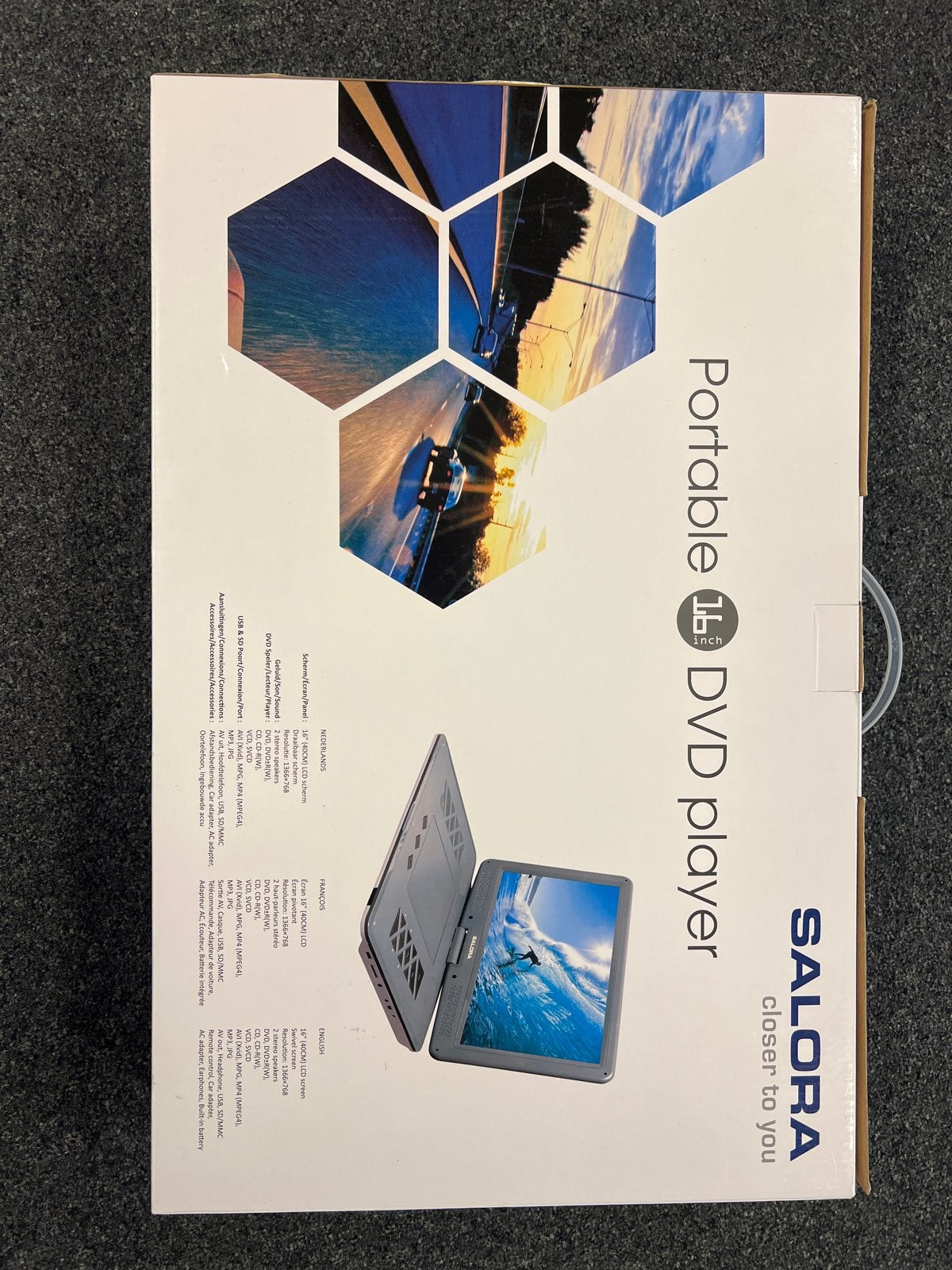 Salora DVP 1600 Draagbare DVD Speler 16 inch, Draagbaar, Zo goed als nieuw, Ophalen, Overige merken