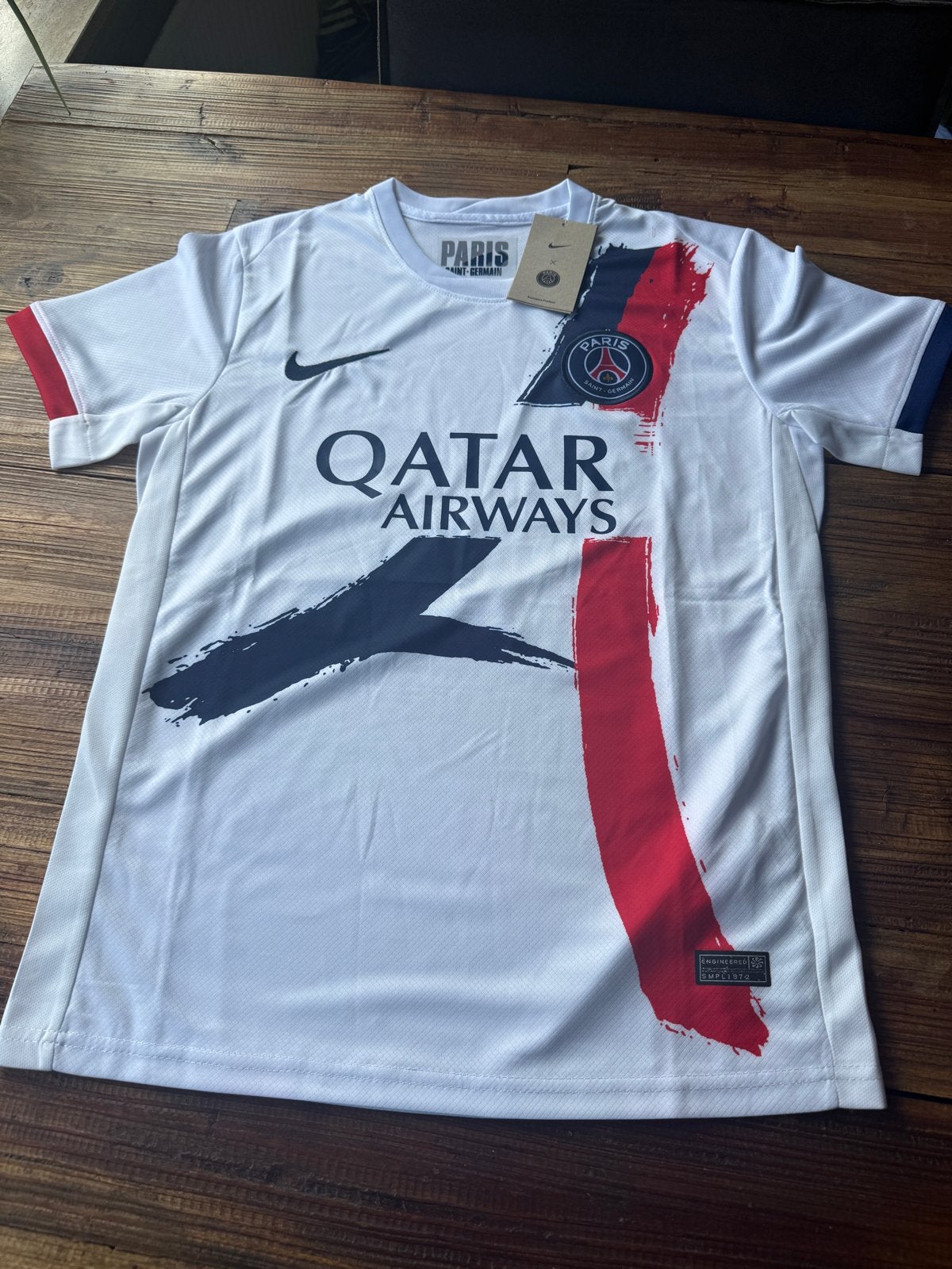 PSG uit shirt met broek - Maat S, Wit, Ophalen of Verzenden, Zo goed als nieuw, Voetbal