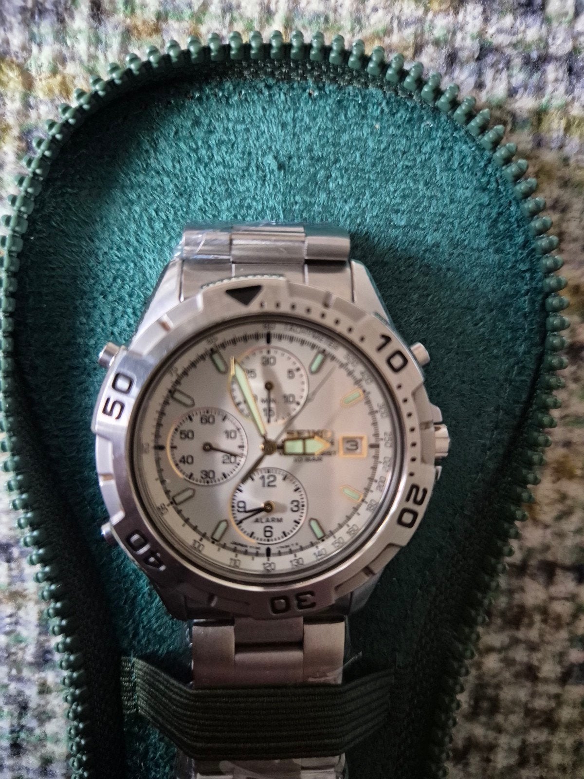 Seiko Chronograaf Heren Horloge Wit/Goud, Sieraden, Tassen en Uiterlijk, Staal, Polshorloge, Ophalen of Verzenden, Zo goed als nieuw