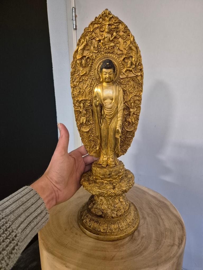 Amida boeddha brons, 2841bh, Nieuw, Ophalen of Verzenden, Boeddha brons