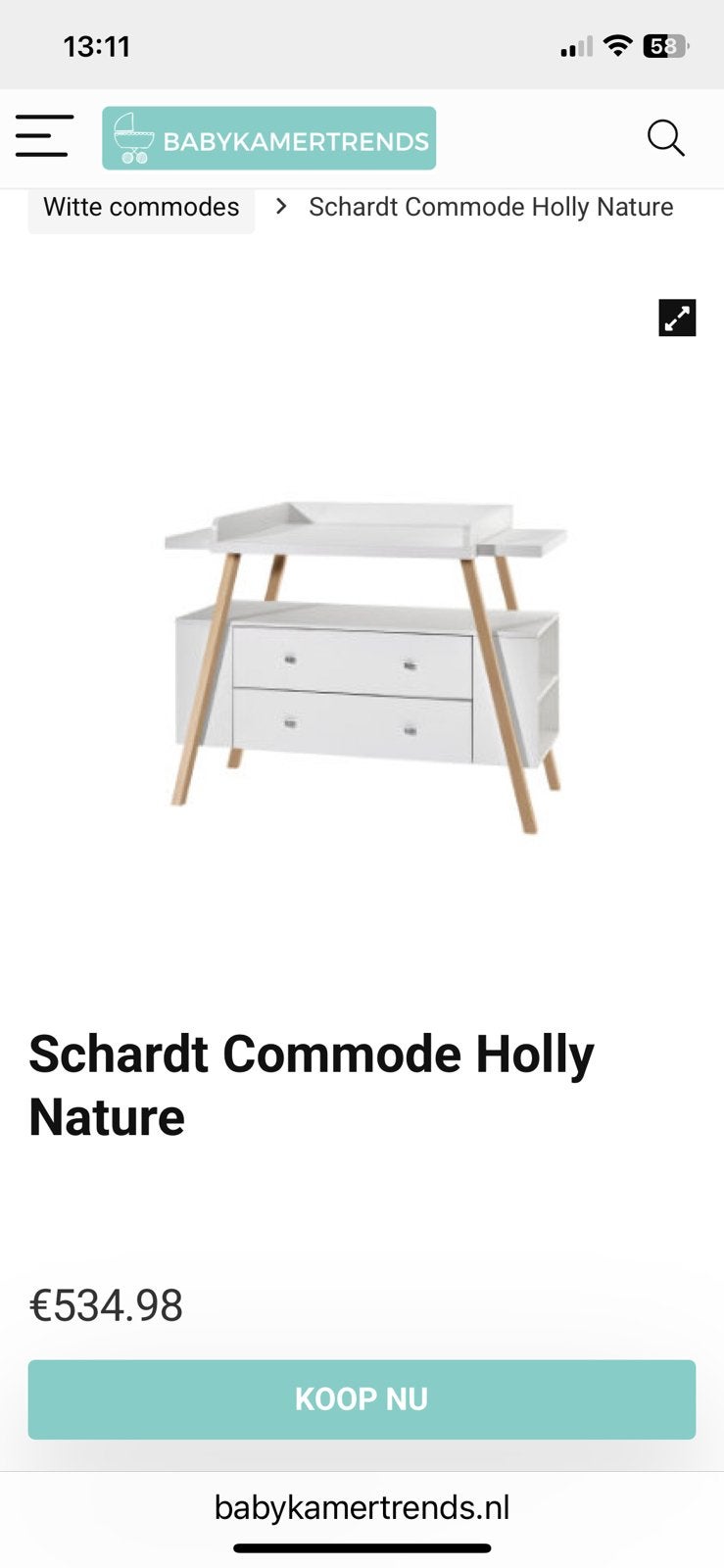 Commode merk Schardt, wit, Ophalen, 50 tot 70 cm, 90 tot 105 cm, 100 cm of meer