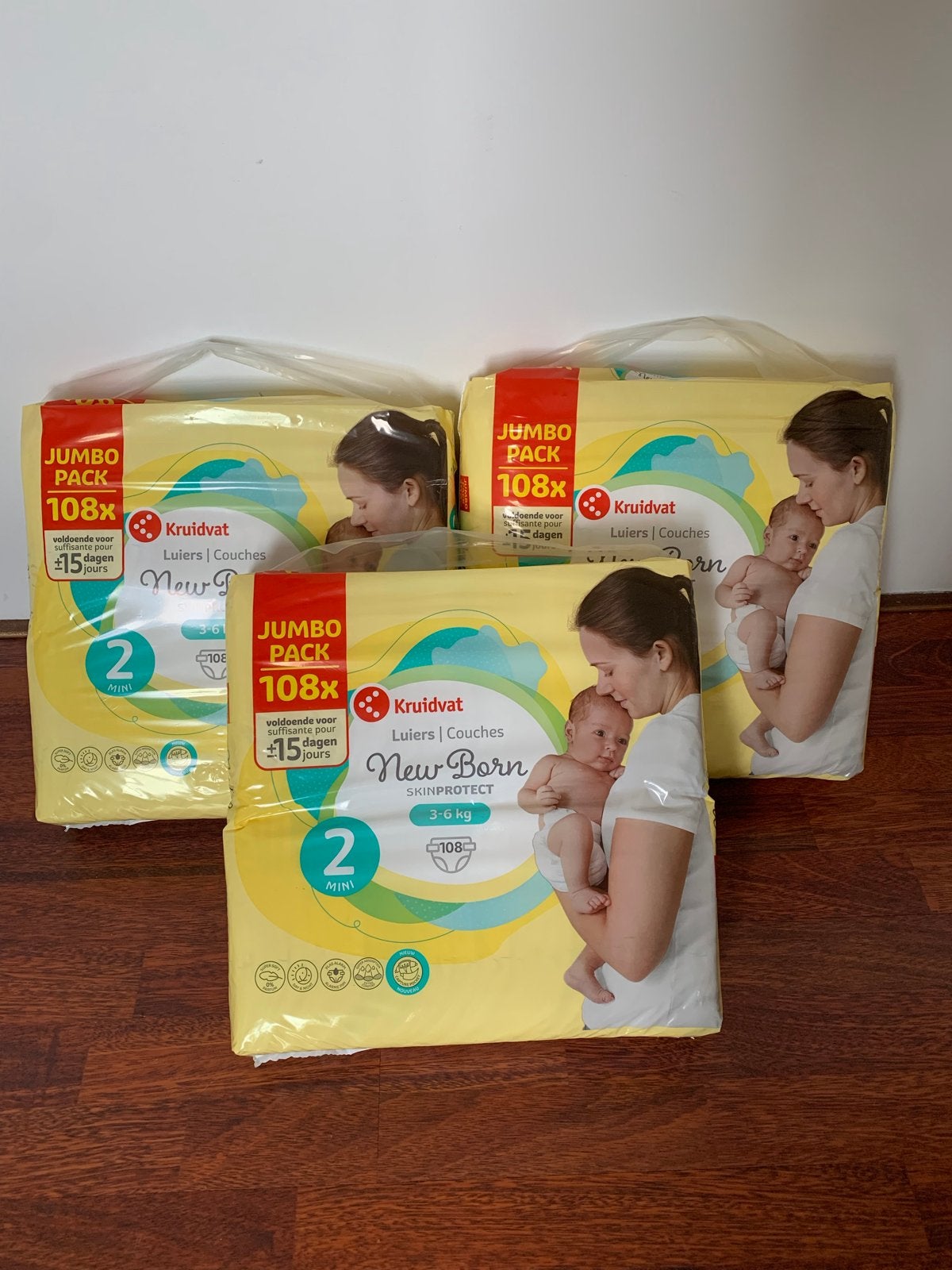 3x Kruidvat New Born Luiers Maat 2 Mini (3-6kg) - Jumbo Pack, Ophalen, Nieuw