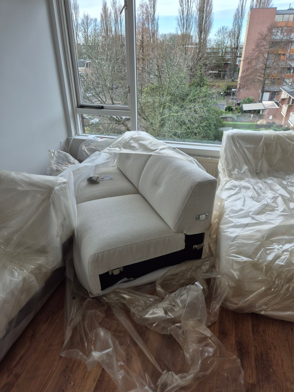 Montel Mova 2-zits middendeel in Teddy Ivory, Ophalen, Tweepersoons, 75 tot 100 cm, Zo goed als nieuw