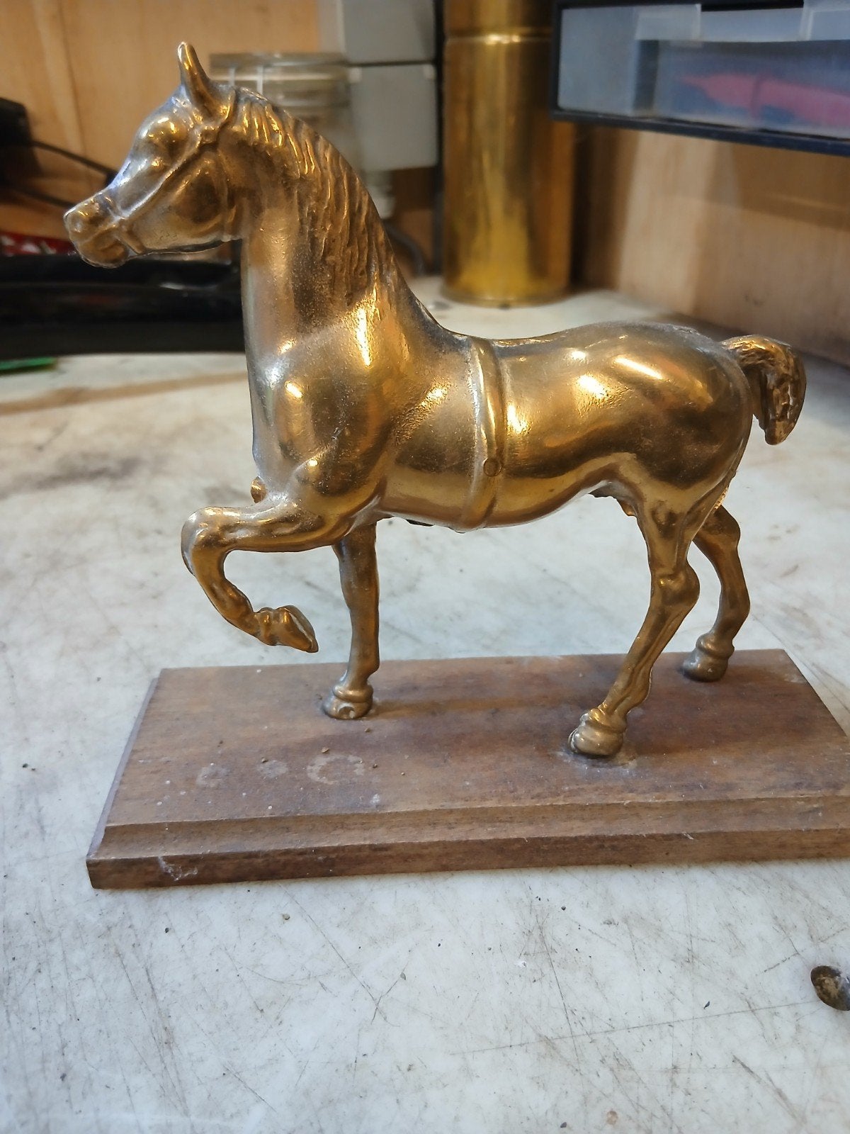 Bronzen paardenbeeld en hoefijzer decoratie, Antiek en Kunst, Ophalen of Verzenden