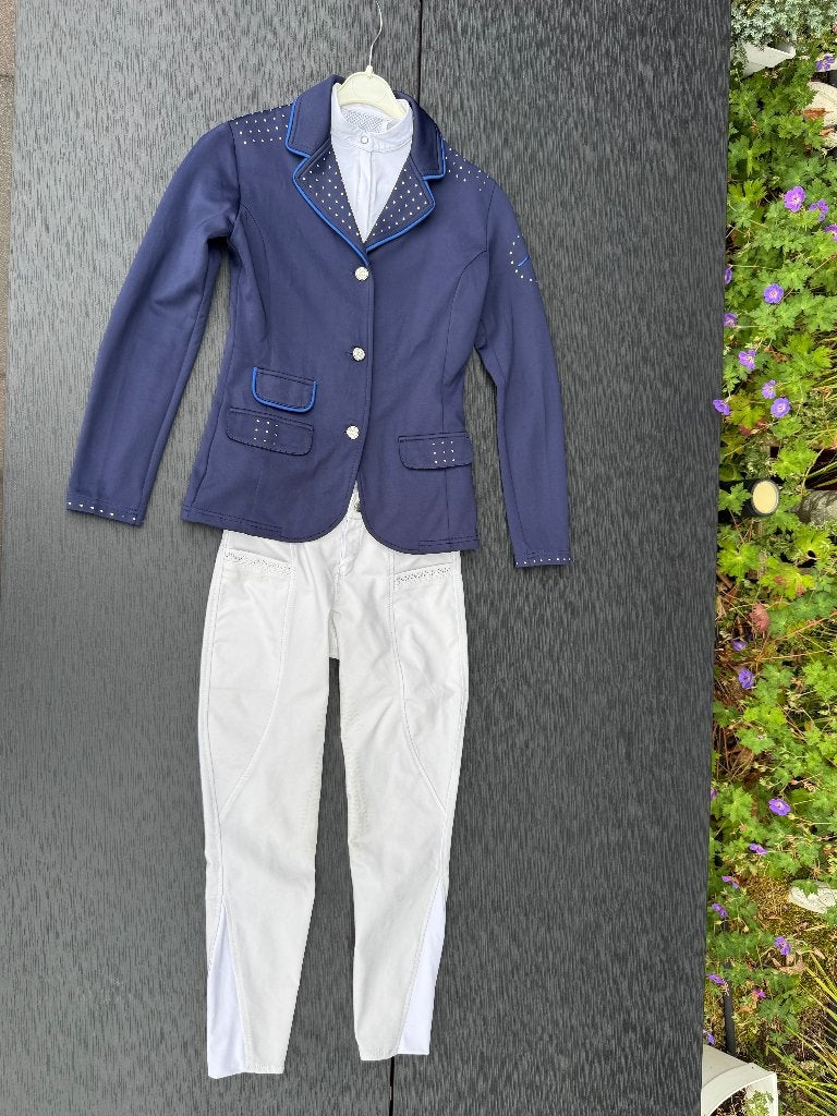 wedstrijd pak paardrijden maat 140 / 152, Ophalen, Blauw, Kinderen, Dressuur
