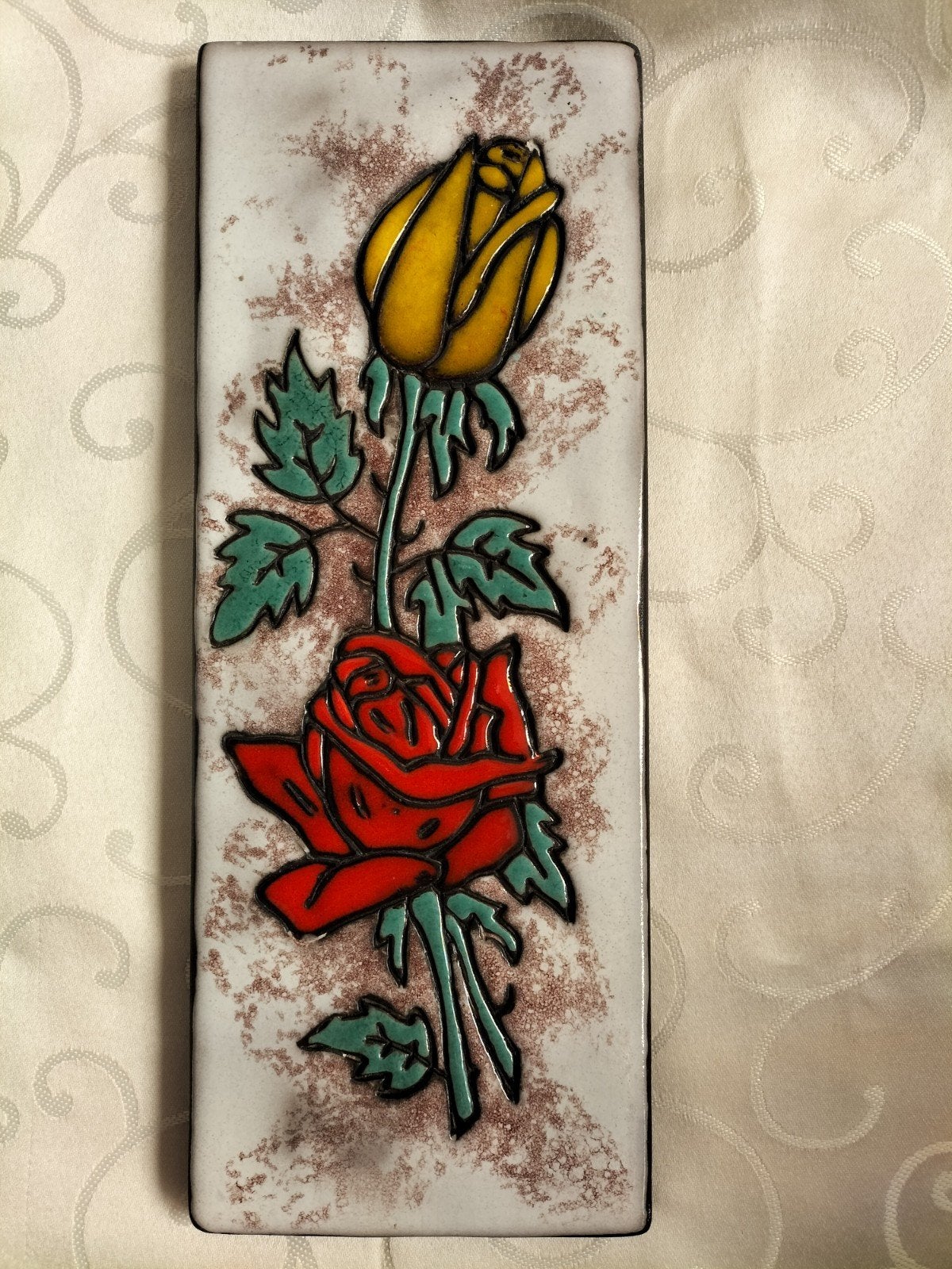 Ruscha bloemen wandtegel vintage West-Germany, Ophalen of Verzenden