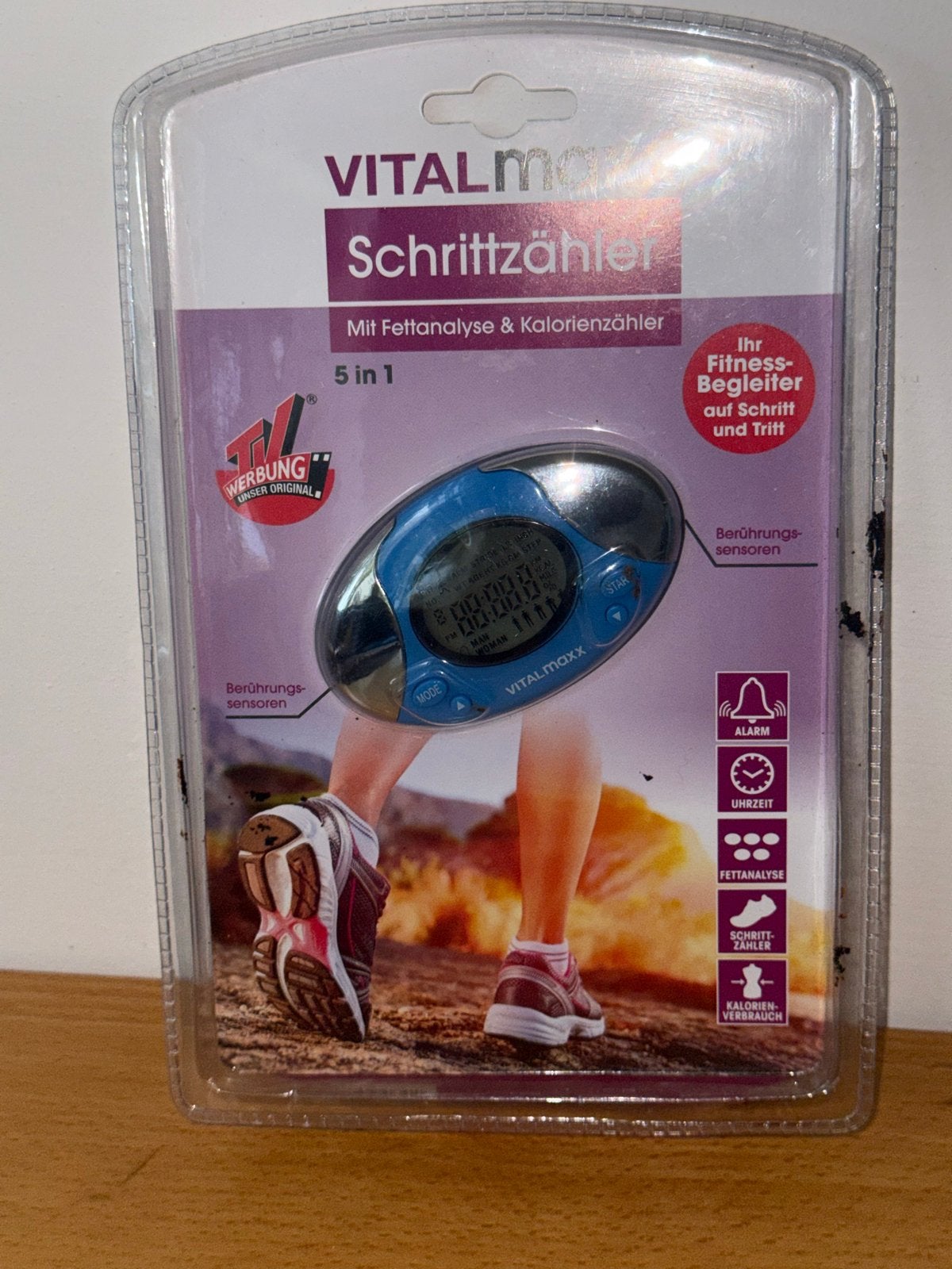 VITALmaxx Stappenteller 5-in-1 met vetanalyse en calorieënte, Ophalen of Verzenden, Nieuw, Blauw
