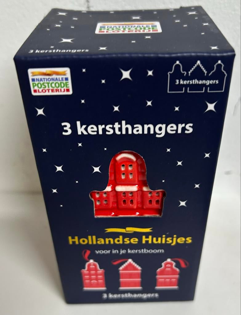 Nieuw hillandse huisjes 3 kerst hangers postcodeloterij, Ophalen of Verzenden, Nieuw