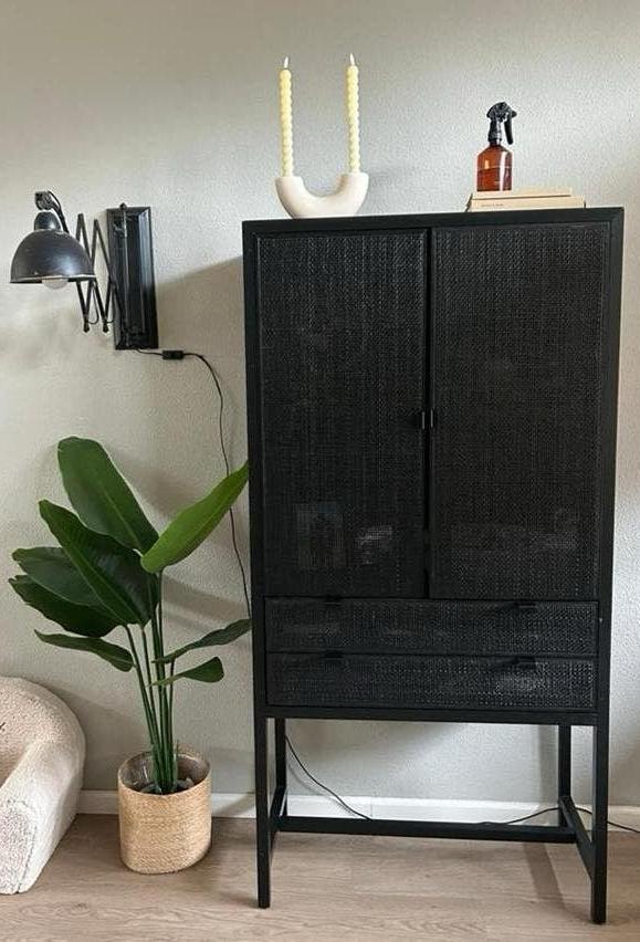 Zwarte rotan kast 170x80x40 - Bieden mogelijk, Huis en Inrichting, Ophalen, Overige materialen, 50 tot 100 cm, Zo goed als nieuw