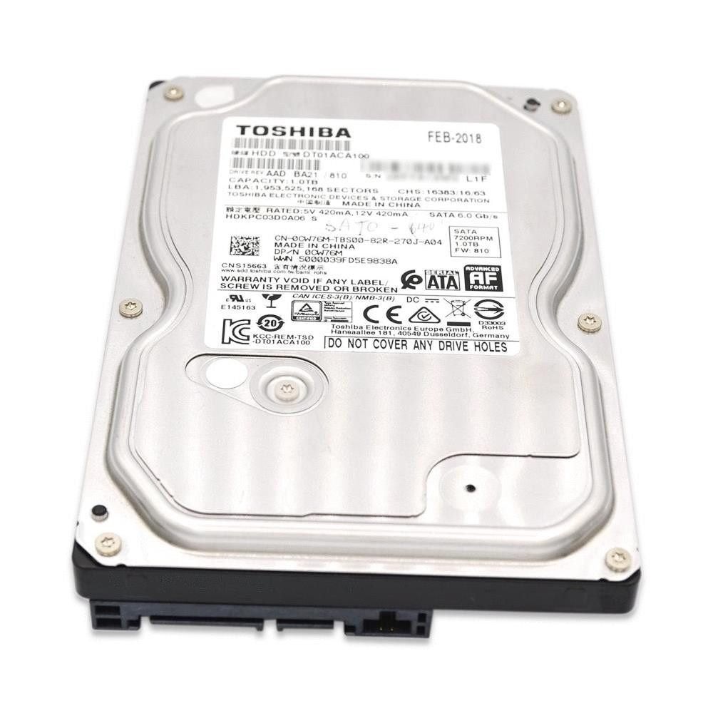 Toshiba 0CW76M SATA HDD 7200 RPM 3.5 in 1tb, Computers en Software, Harde schijven, Gebruikt, Desktop, Ophalen of Verzenden