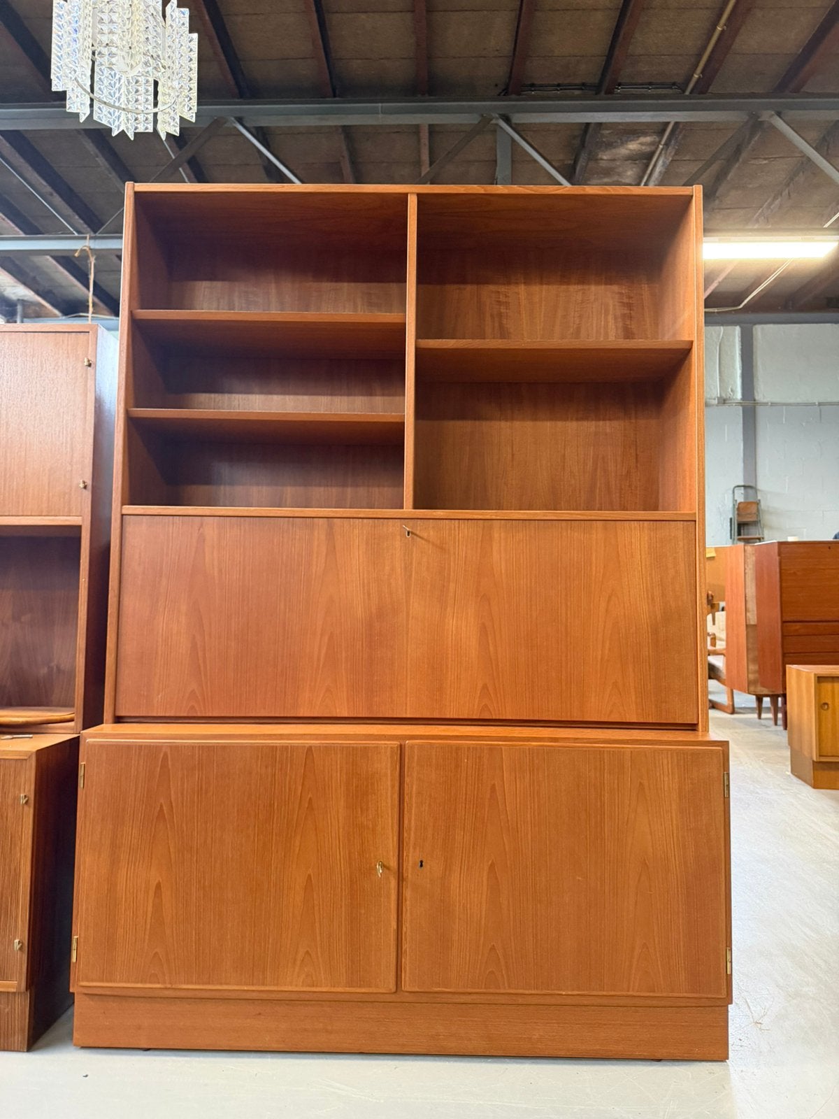 Poul hundevad teak secretaire kast highboard, Ophalen, Gebruikt, Minder dan 150 cm, X