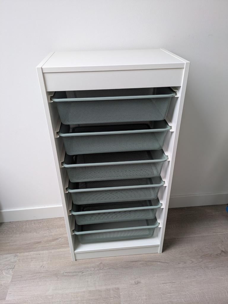 Ikea Trofast opbergkast met 6 groen-grijze draadmandjes, Huis en Inrichting, Kasten | Overige, Ophalen, Gebruikt
