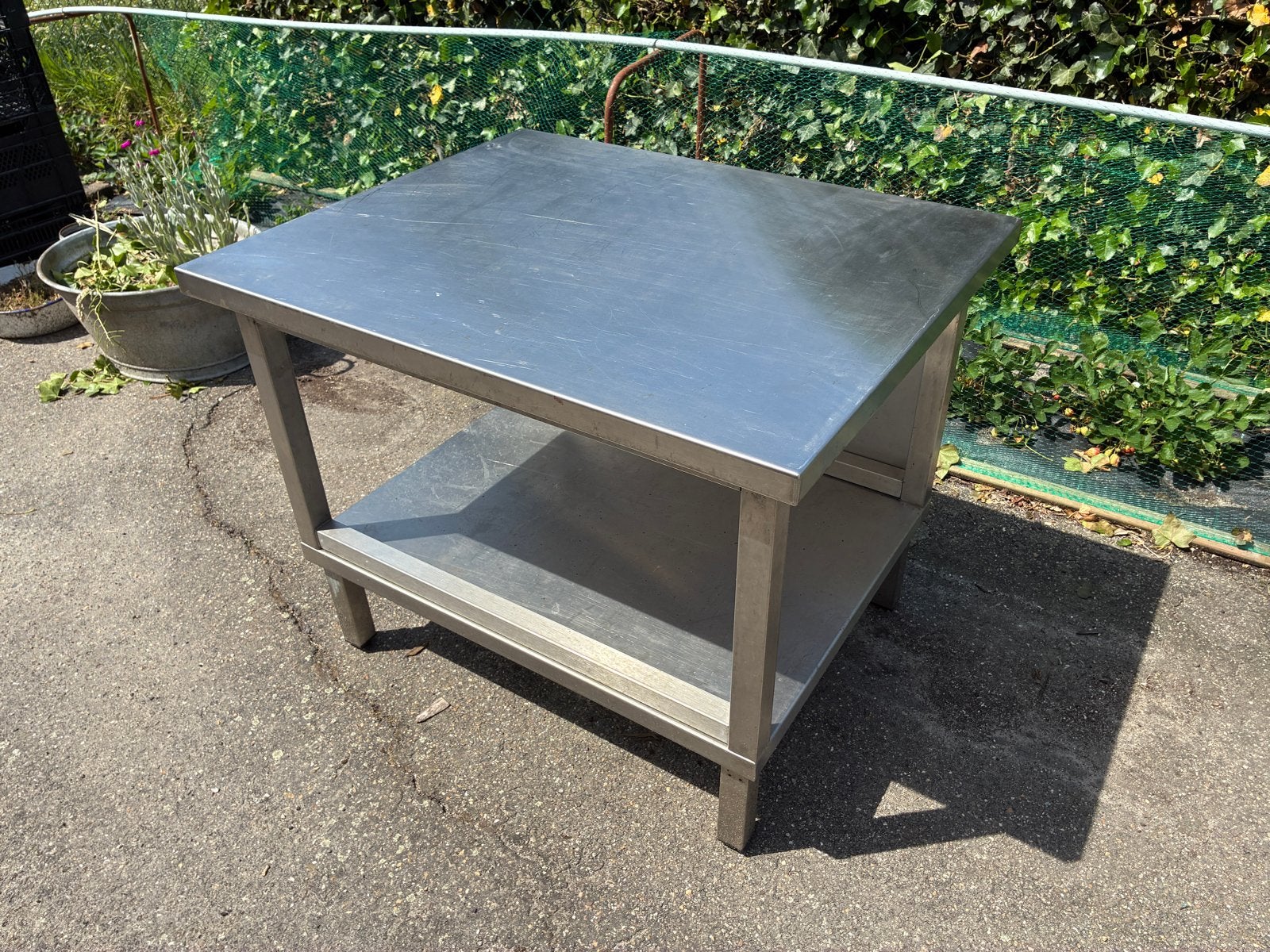 Zware RVS tafel met onder- en achterblad, Ophalen, Gebruikt