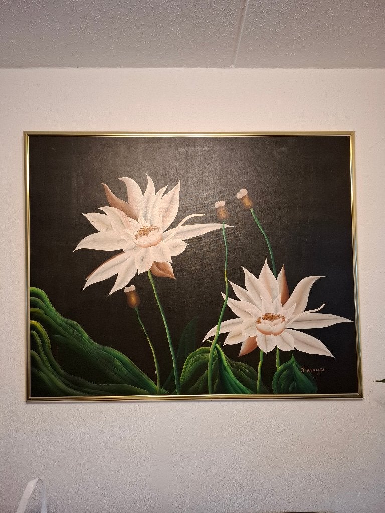 J. Kruger schilderij 105cm bij 130cm, Ophalen, Bloemen