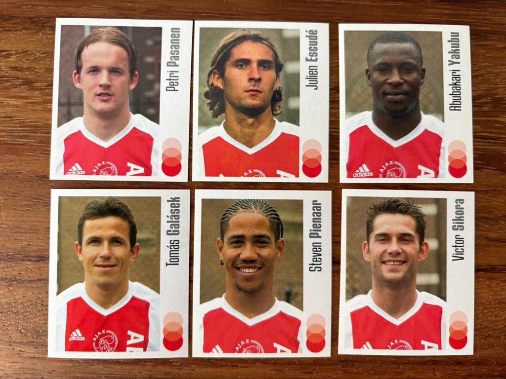Ajax Voetbal 04 Panini Plaatjes - Set van 6, Ophalen of Verzenden, Zo goed als nieuw, Stickers en Plaatjes