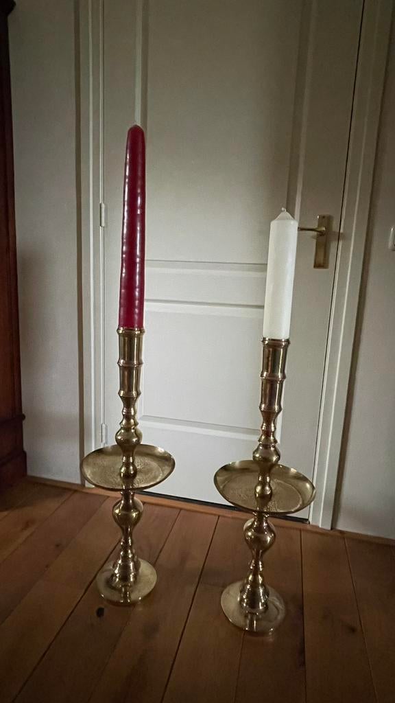 Koperen kaarsen kadelaar (77 cm), Antiek en Kunst, Antiek | Kandelaars, Ophalen, Koper of Brons