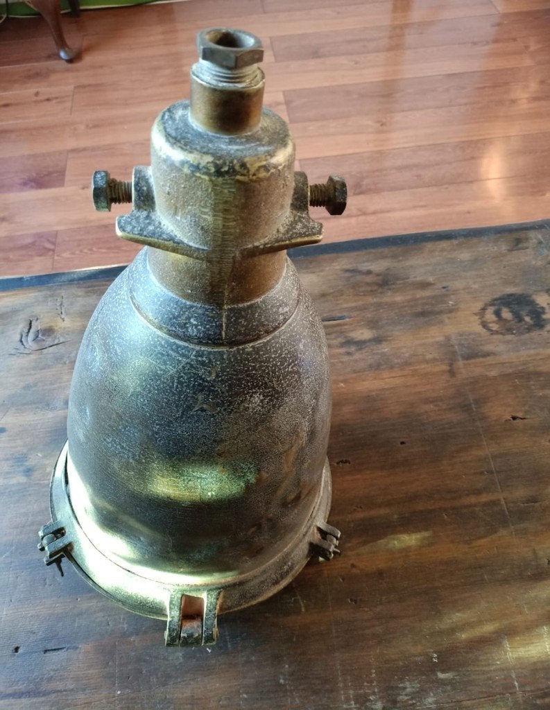 Oude koperen scheeps lamp, Antiek en Kunst, Ophalen