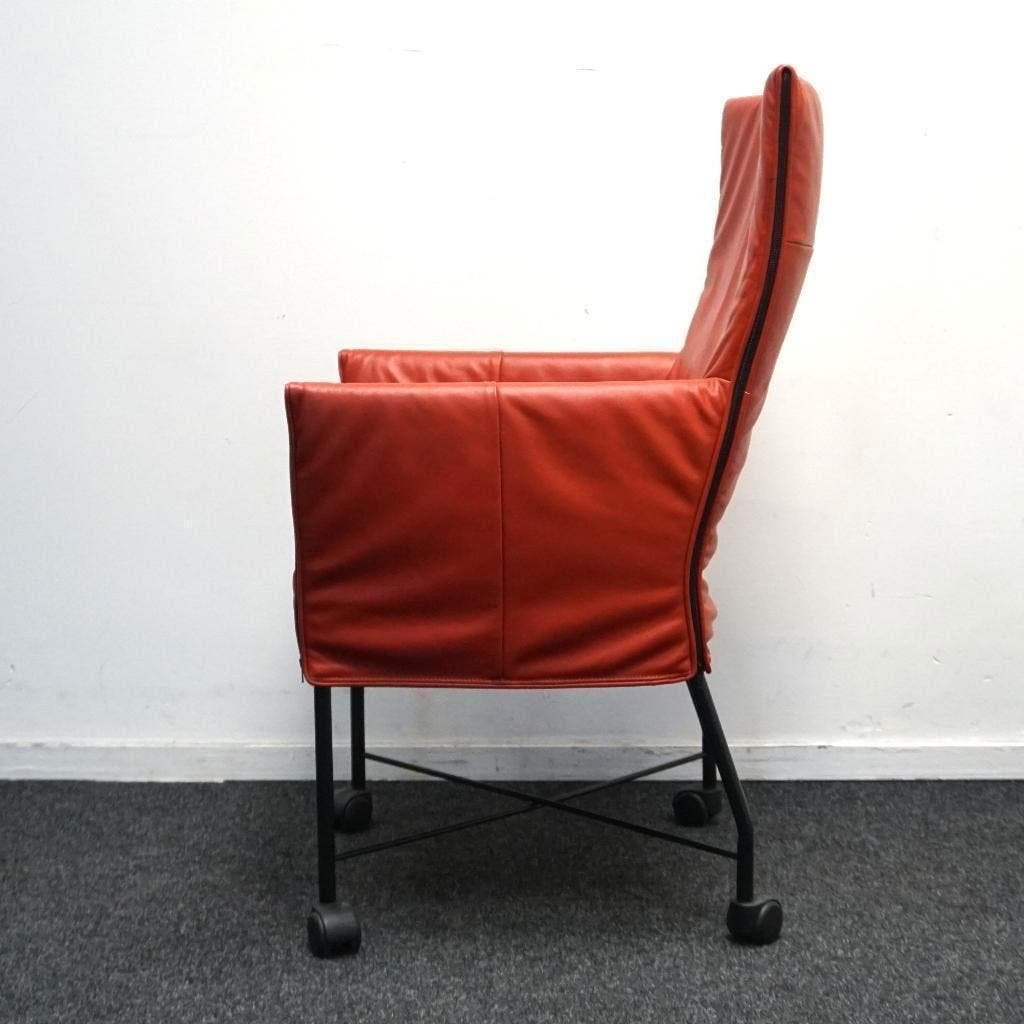 Montis Chaplin Design Stoelen | Oranje Leer | Verrijdbaar, Huis en Inrichting, Gebruikt, Overige kleuren, -, -