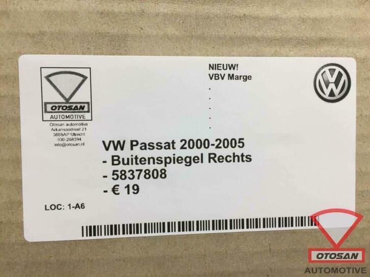 vw passat 2000 2005 buitenspiegel spiegel rechts elekt. nieu, Volkswagen, Volkswagen AG, Nieuw, Berliner Ring 2
38440  Wolfsburg, DE