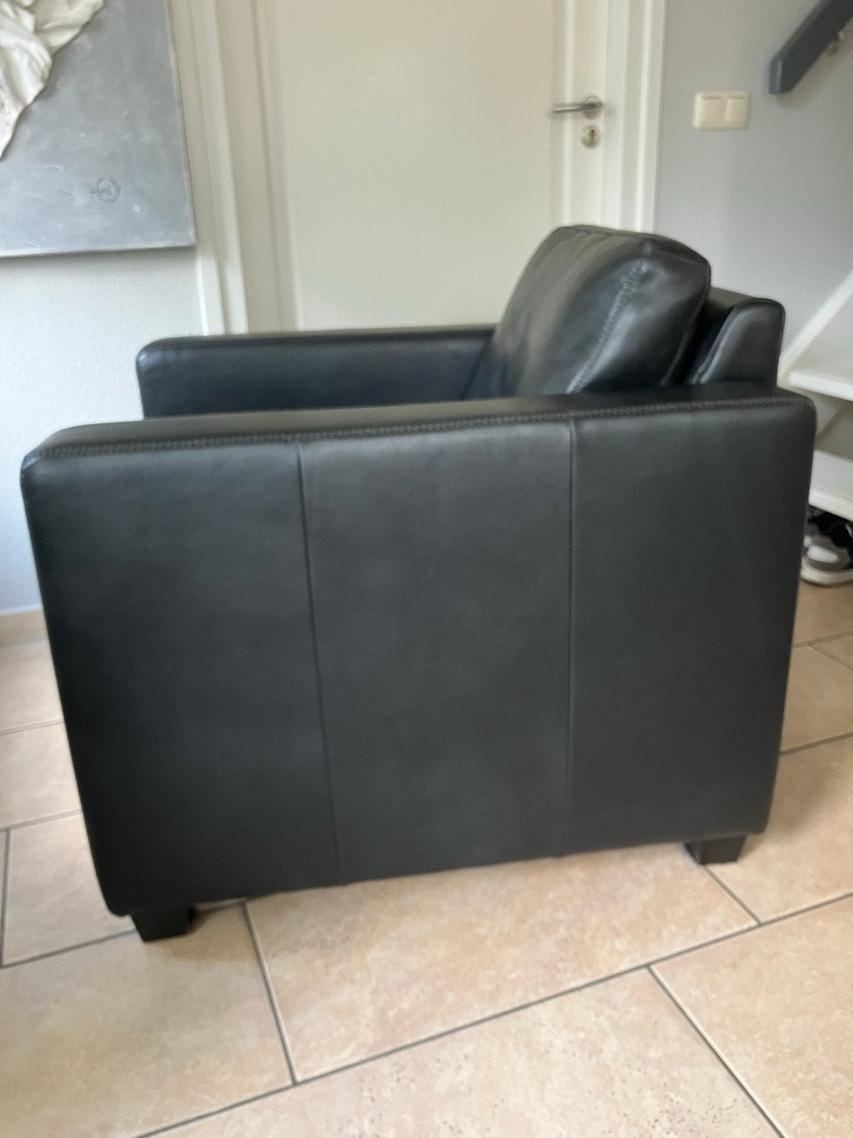 Antraciet lederen fauteuil van House of Dutchz, Ophalen, Zo goed als nieuw, Leer, 75 tot 100 cm